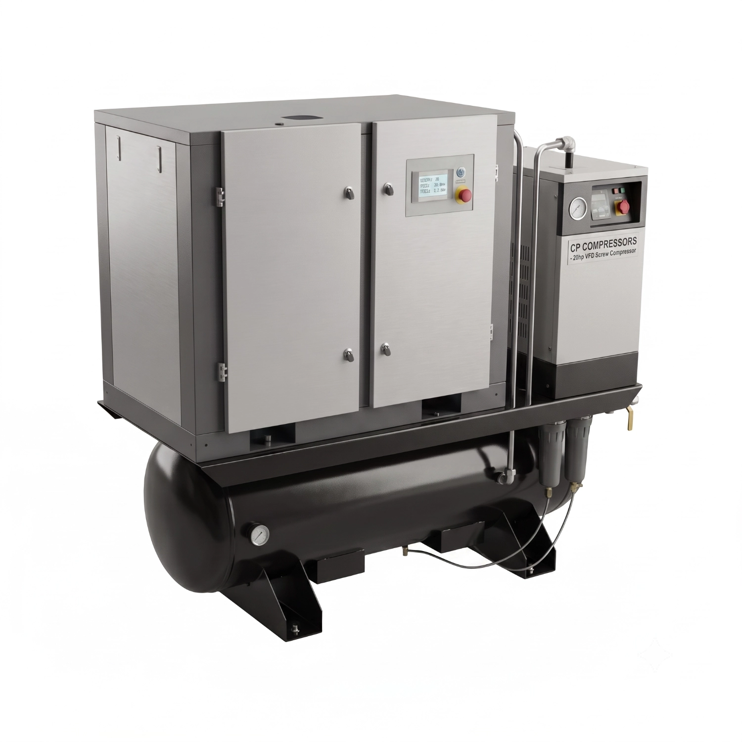 GR-AC-20HP-4N1 — 20HP VFD Screw Air Compressor (4-in-1 Package)